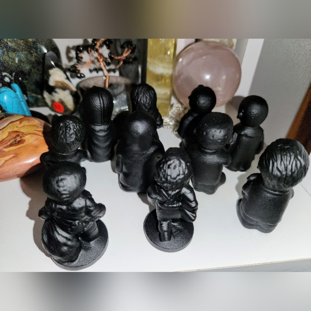 10 Piece Black Obsidian Killer Horror Crystal Carvings Set! Scary Movie Figurine - Picture 4 of 4